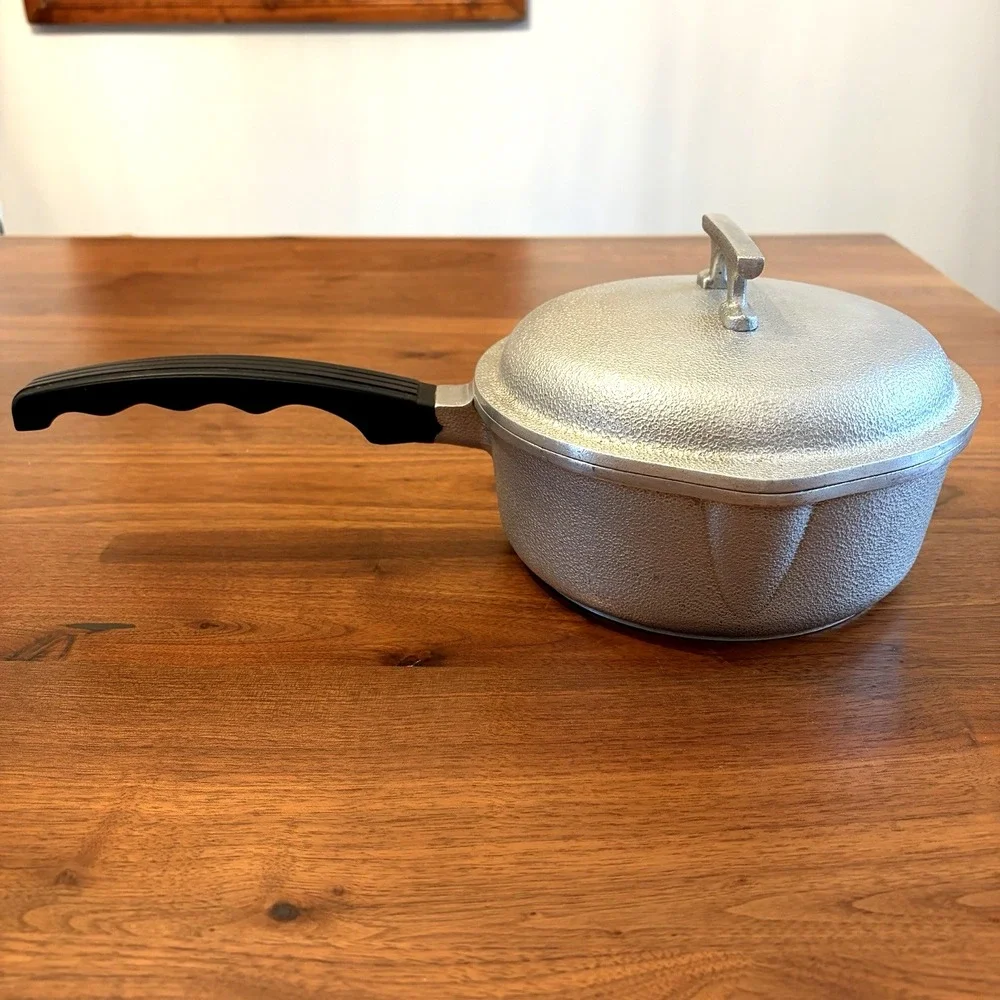 Vintage Queensware Hammered Cast Aluminum  Pot Pan with Cover